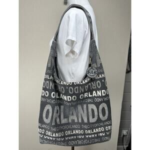 Robin Ruth Orlando Hobo Shoulder Bag Travel Tote Woven Cotton All Over Print